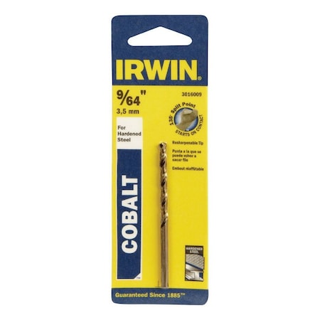 IRWIN 9/64 in. X 2-7/8 in. L Cobalt Alloy Steel Drill Bit 1 pc 3016009